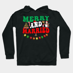 Merry and Married First Christmas Pajama Couples Matching Hoodie